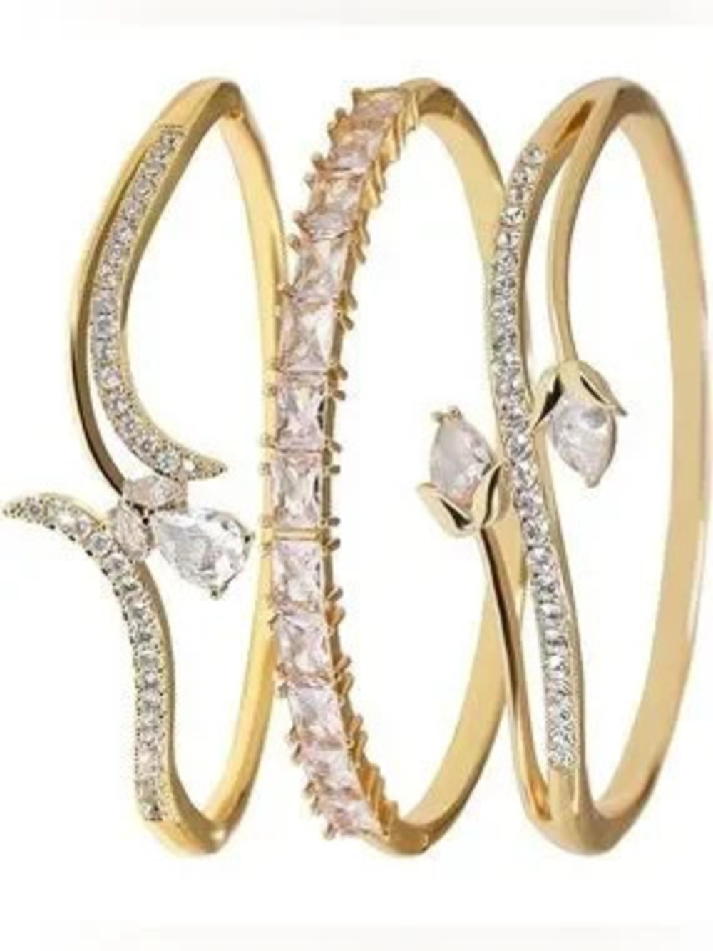 Anthropologie Gold Crystal Stackable Bracelet Set
